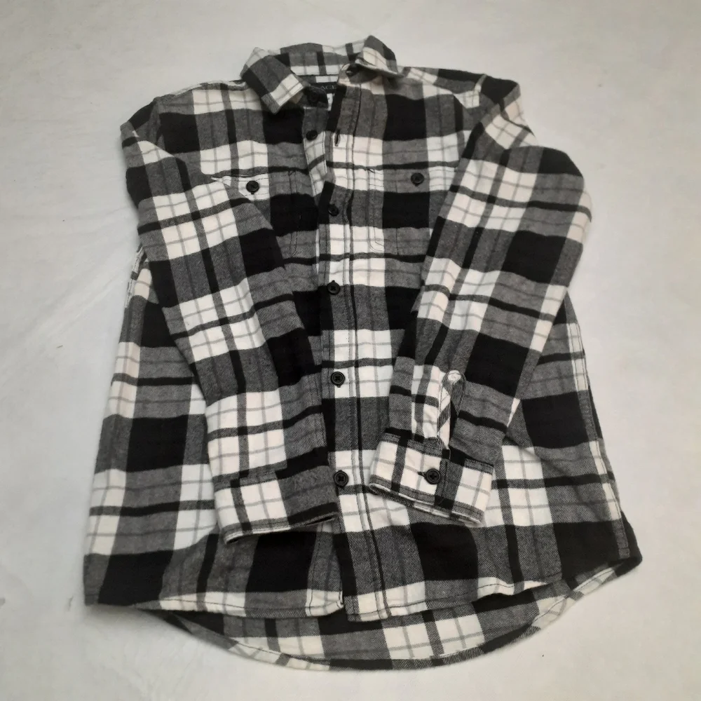 NWT Children's Place Black and White Plaid Long Sleeve Button Down Shirt